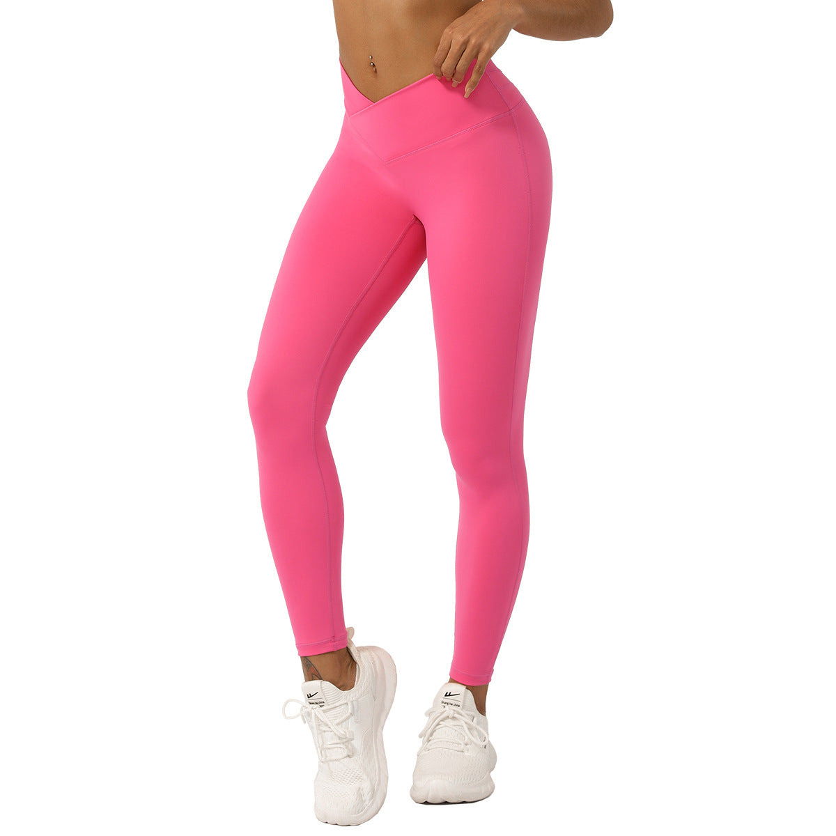 Pantalons de yoga cropped taille haute en V croisé