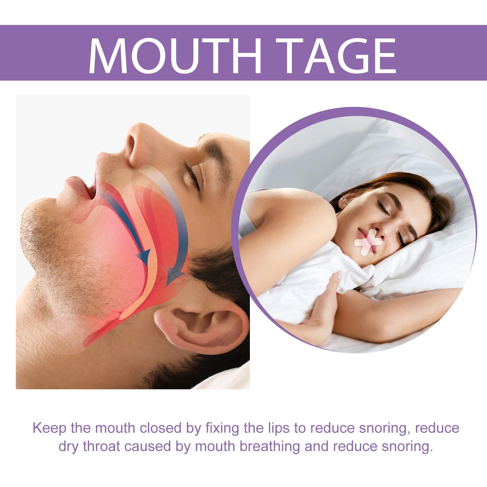 Sleep Anti-Snoring Tape, Open Mouth Breathing Physical Expansion Pamper Sleep Anti-Snoring Patch - Korvel