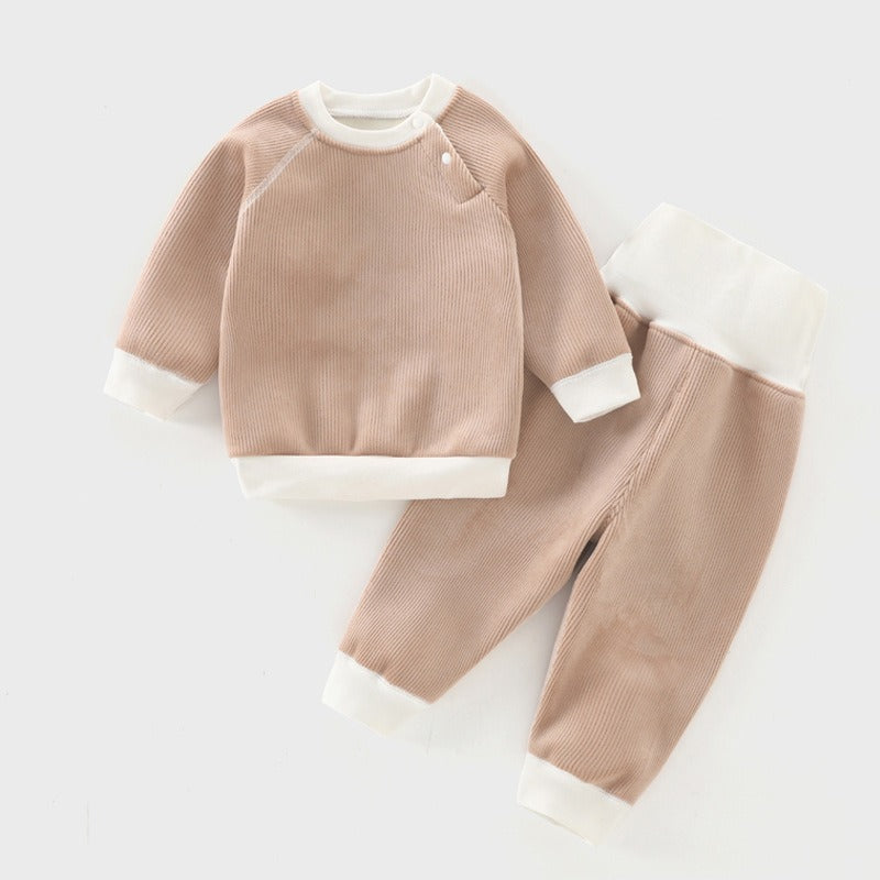 Children's Autumn And Winter Warm Suit Baby Spring And Autumn Plus Fleece Outer Wear Tops Pants Men And Women Baby Two Sets - Korvel
