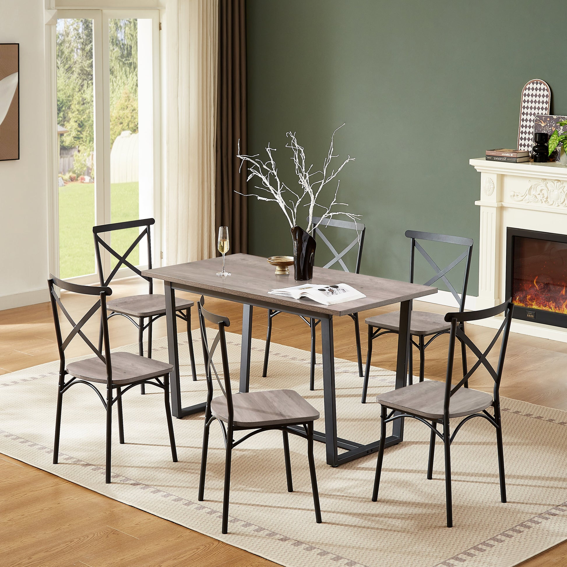 7 Pieces Dining Set 7-Piece Kitchen Table Set Perfect for Kitchen Breakfast Nook - Korvel