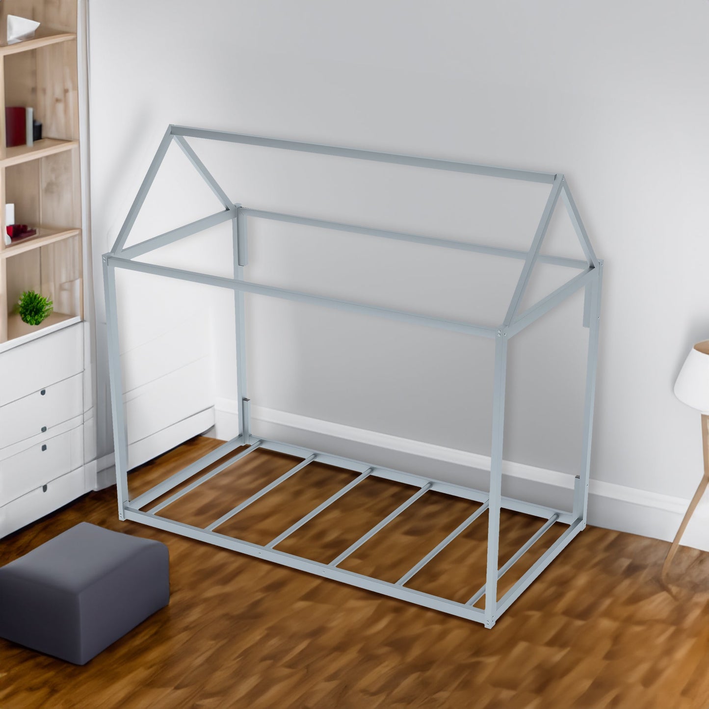 Metal House Shape Platform Bed - Twin Size