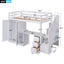 Elegant Twin Size Loft Bed with Wardrobe and Desk in White