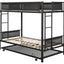 Metal double bed with casters/sturdy frame/no noise/comfortable guardrail/2 side ladders/no need for spring box - Korvel