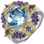 Anillo de plata esterlina con topacio azul y amatista de 5.66 quilates
