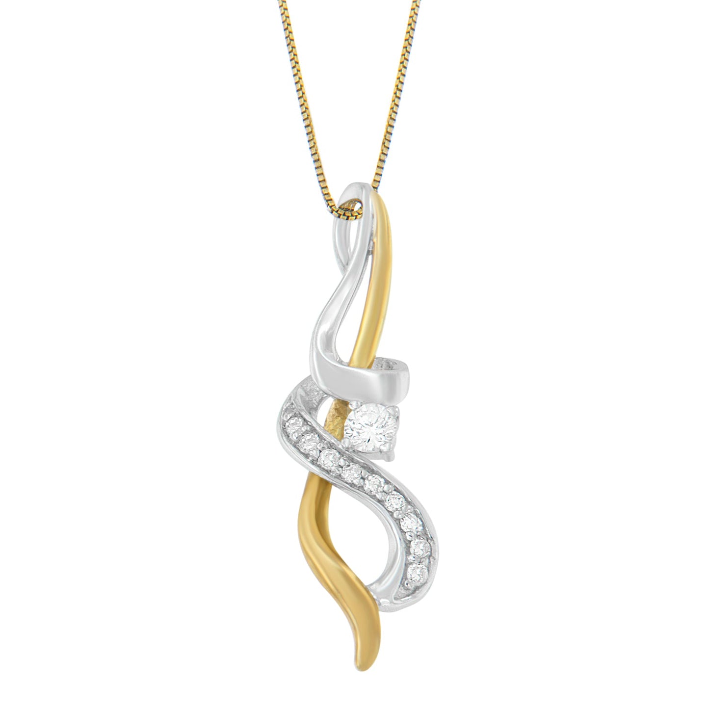 Collier Pendentif Entrelacé en Or Bicolore 10K avec Diamants Espira
