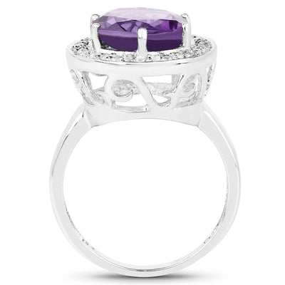 4.27 Carat Amethyst and White Topaz Sterling Silver Ring