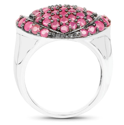 Bague de fiançailles en argent sterling .925 avec rubis véritable de 3,35 carats