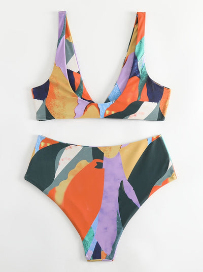 Colorplay Curve V-Neck Bikini Set – Flattering Colorblock Swimwear