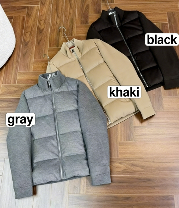 Stylish Wool Knit Patchwork White Duck Down Jacket