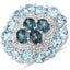 Bague en argent sterling avec topaze bleue de Londres et topaze blanche de 6,54 carats
