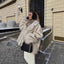 Manteau mi-long en fausse fourrure de renard pour femmes avec col style blazer