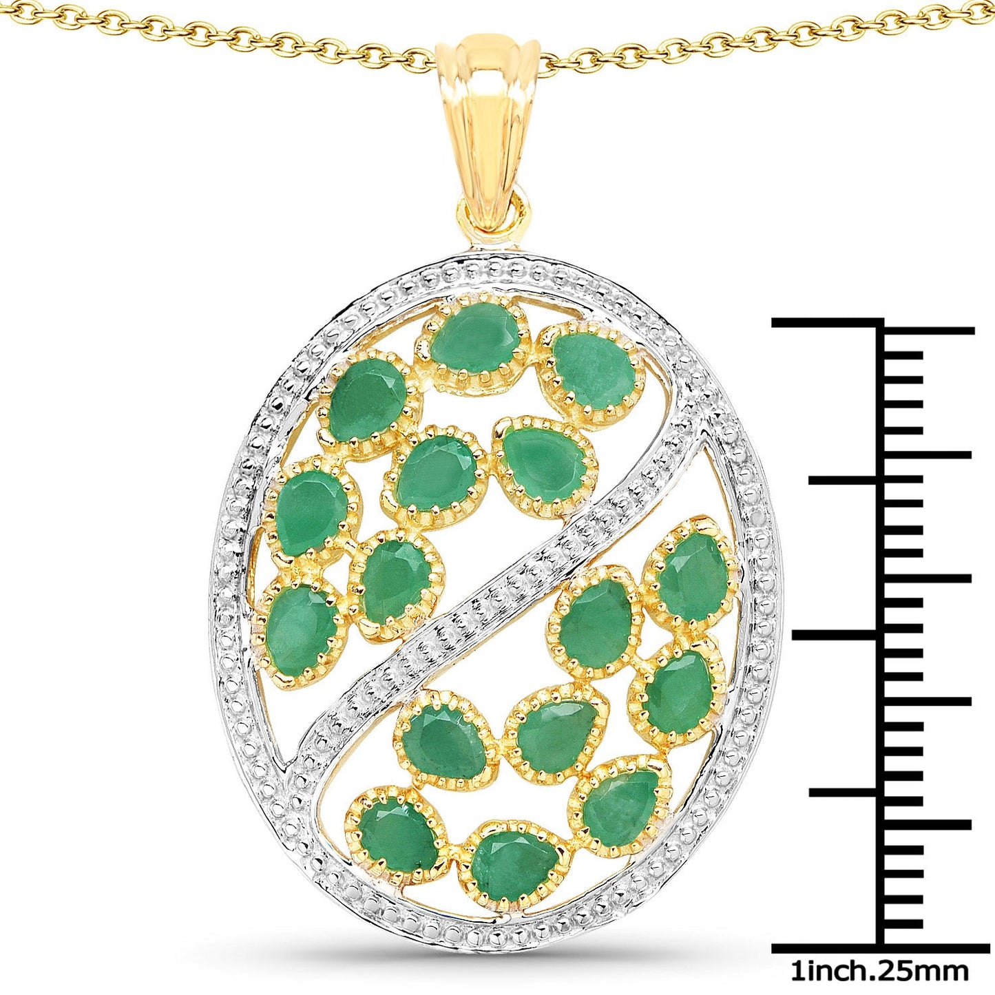 Pendentif en argent sterling avec émeraude véritable de 2,24 carats