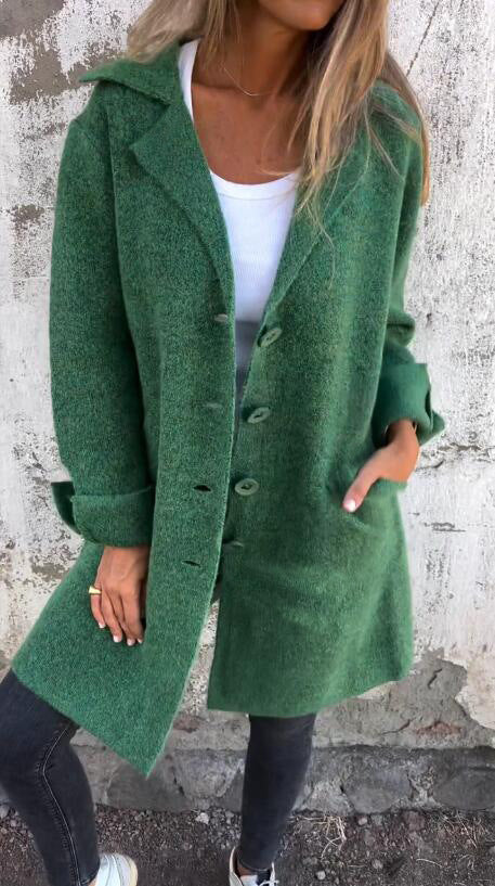 Lapel Single Breasted Cardigan with Pockets