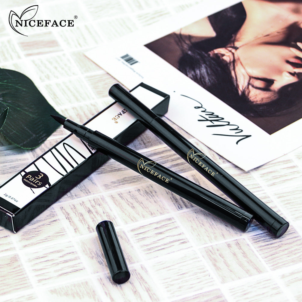 NICEFACE Eyeliner 3 In 1 Multifunctional Waterproof Anti-Smudge Non-Magnetic Natural Sticky Eyeliner - Korvel