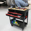 3 DRAWERS MULTIFUNCTIONAL TOOL CART WITH WHEELS AND WOODEN TOP - Korvel