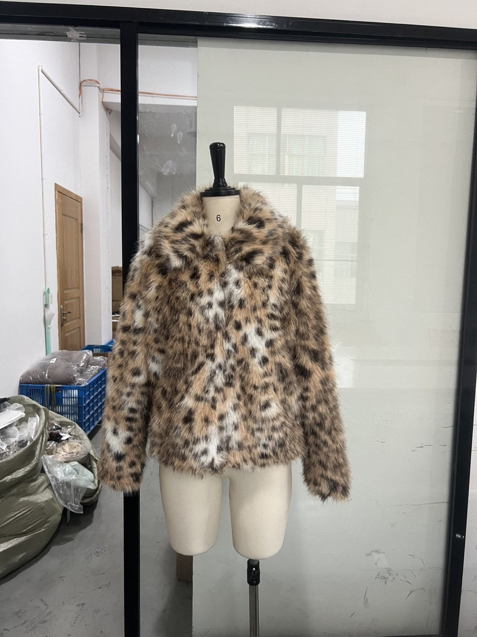 Manteau chaud à col casual imprimé léopard pour femmes