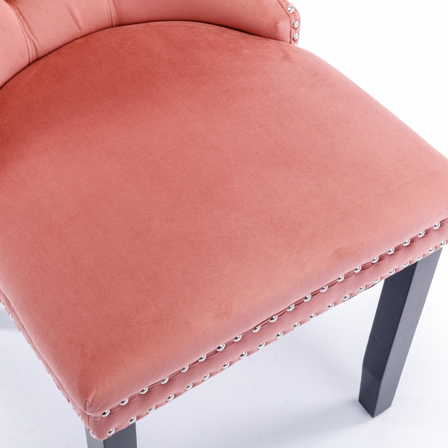 High-end Tufted Solid Wood Contemporary Velvet Upholstered Dining Chair with Wood Legs Nailhead Trim 2-Pcs Set Pink - Korvel