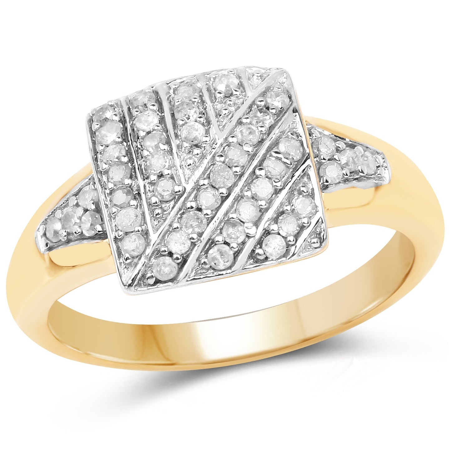 14K Yellow Gold Plated Diamond Cocktail Ring