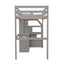 Cama loft tamaño twin con escalera de almacenamiento y escritorio - Gris