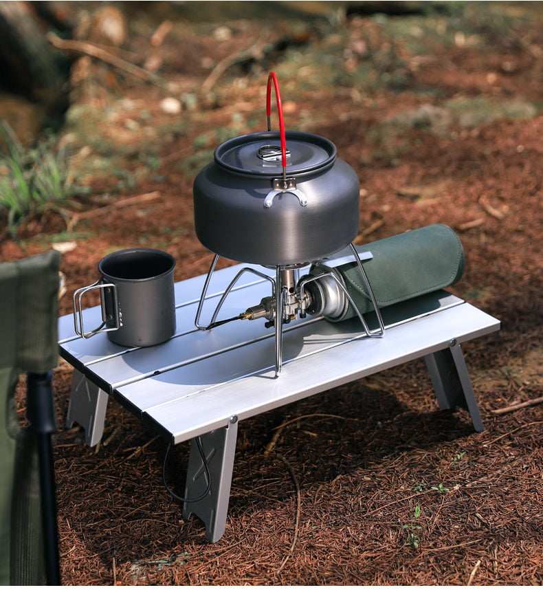 Black Lightweight Portable Folding Ultralight Roll Up Mini Aluminum Picnic Camping Table Foldable For Outdoor Hiking - Korvel