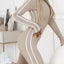 Plus Size Stripe Zip-Front Long Sleeve Jumpsuit