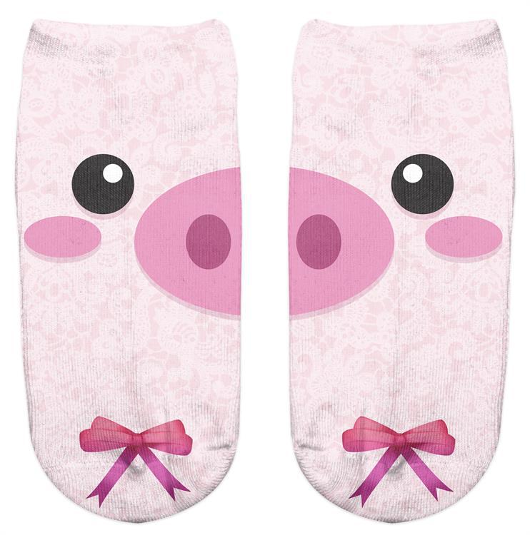 Calcetines invisibles para mujer con estampado de animales en 3D