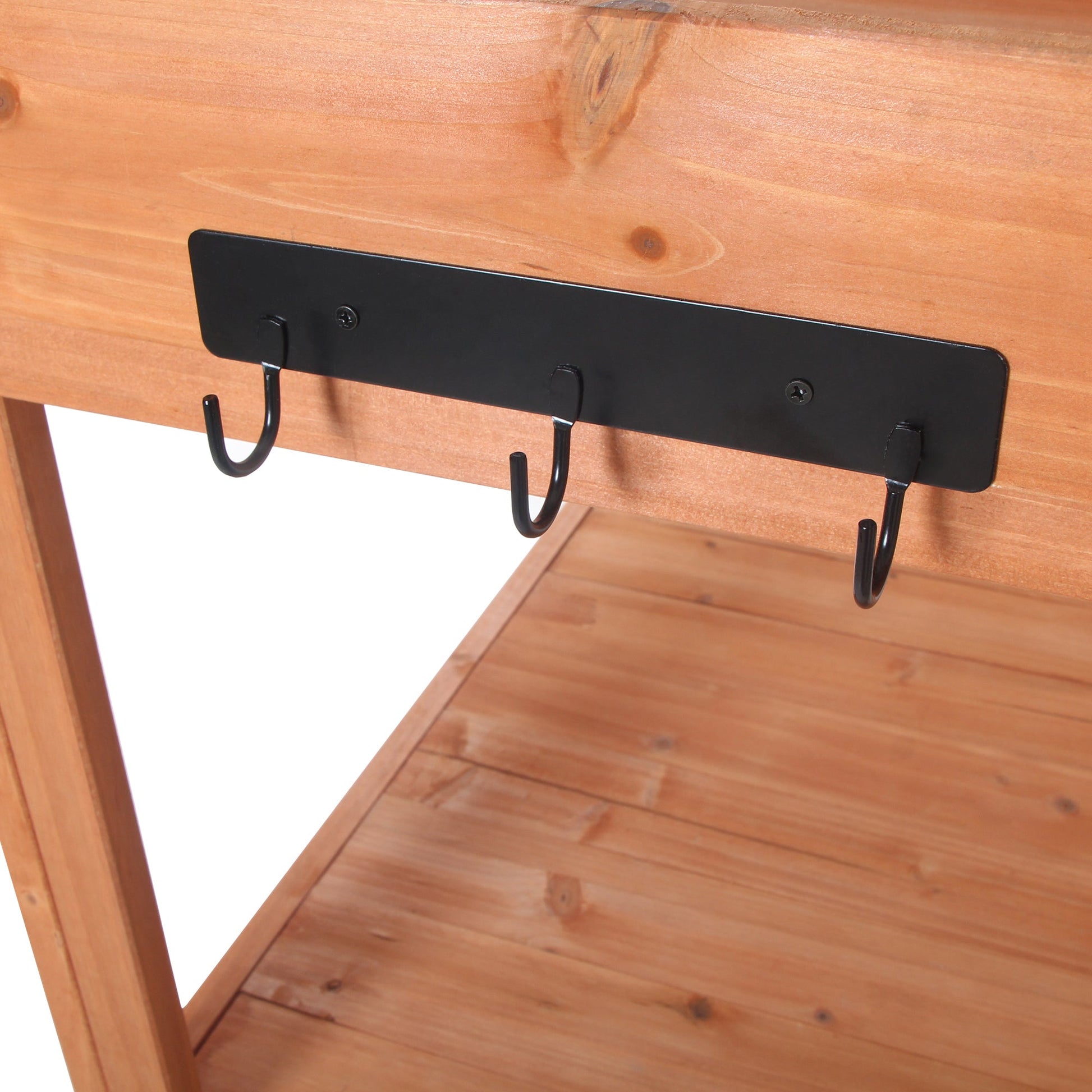 65" Large Wooden Farmhouse Rustic Outdoor Potting Bench Table Garden Potting Bench with 4 Storage Shelves and Side Hook,Natural - Korvel