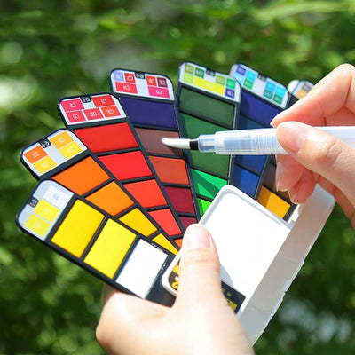 18/25/33/42 Colors Paint Set Professional Foldable Watercolor Paint Set with Brush Foldable Travel Color Pigment For Painting - Korvel