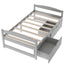 Twin size platform bed, with two drawers, gray - Korvel