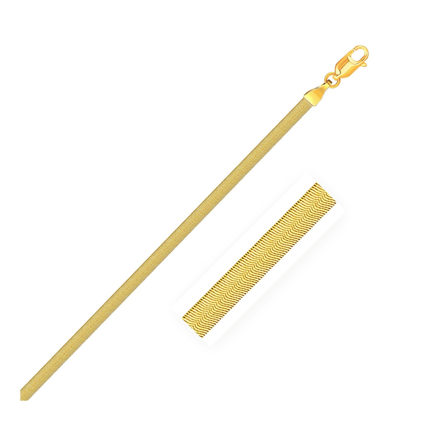 Cadena Herringbone Super Flex de Oro Amarillo de 14k de 3.0mm