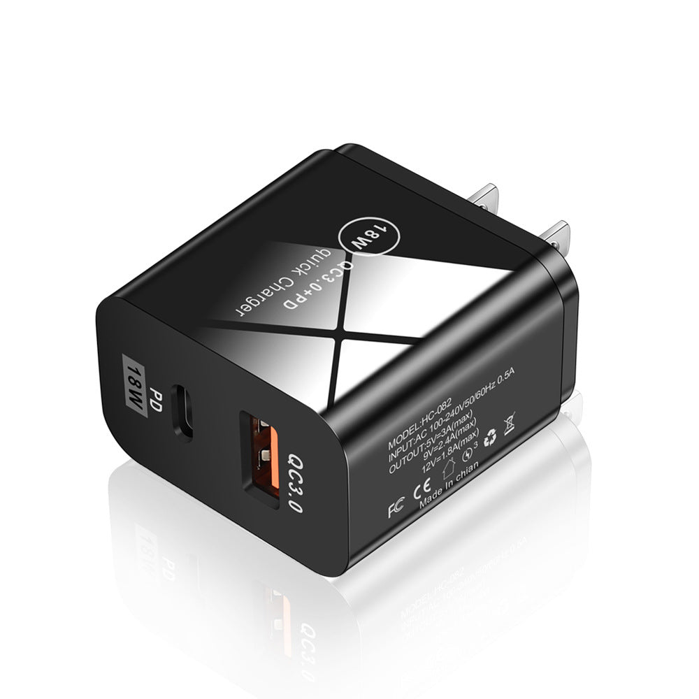 QC3.0 Fast Charging PD Charger USB-A+Type-C Dual Port Charging Head - Korvel