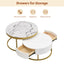 Mesa de café moderna redonda apilable con cajones en blanco