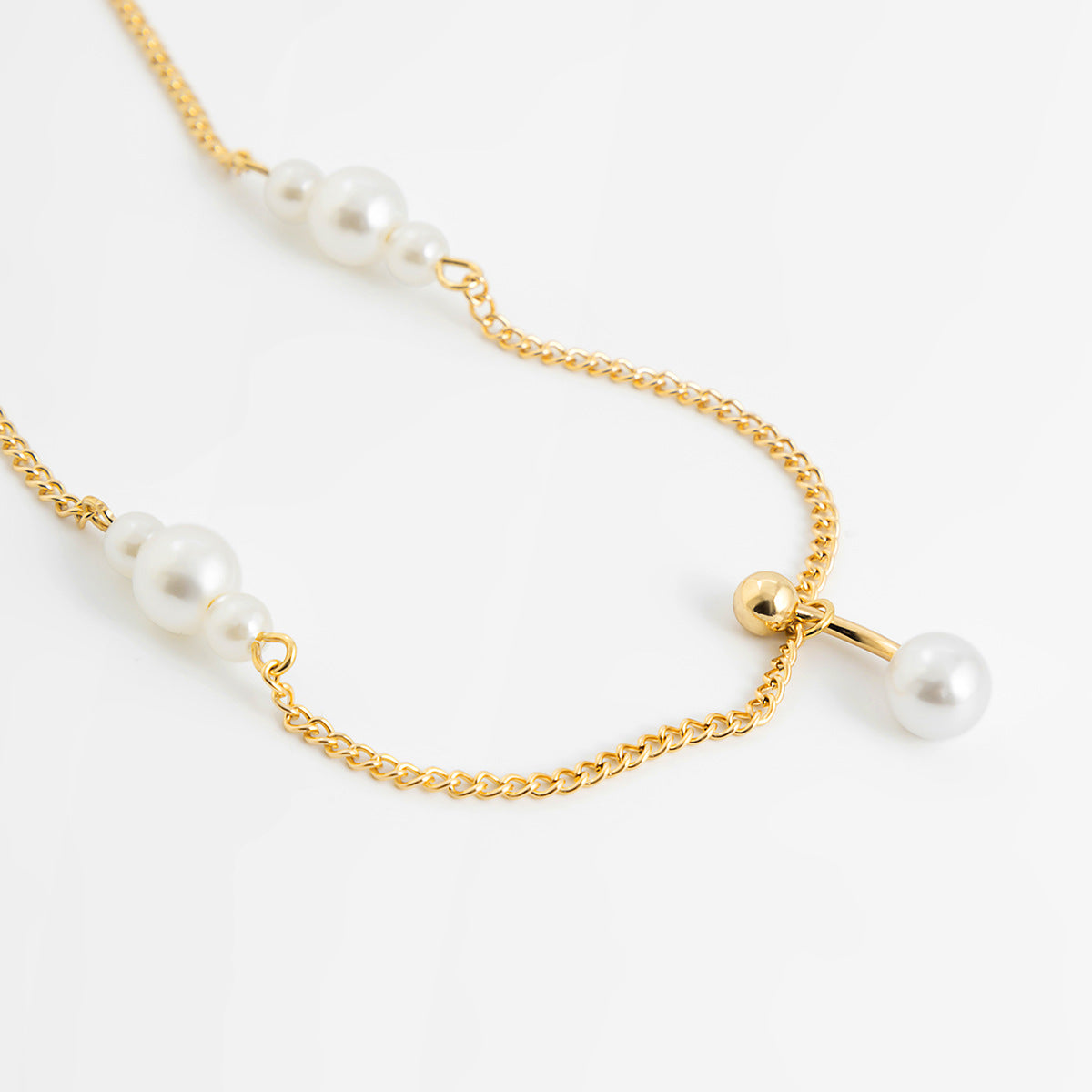 Elegant Zircon Navel Nail Body Chain with Imitation Pearls