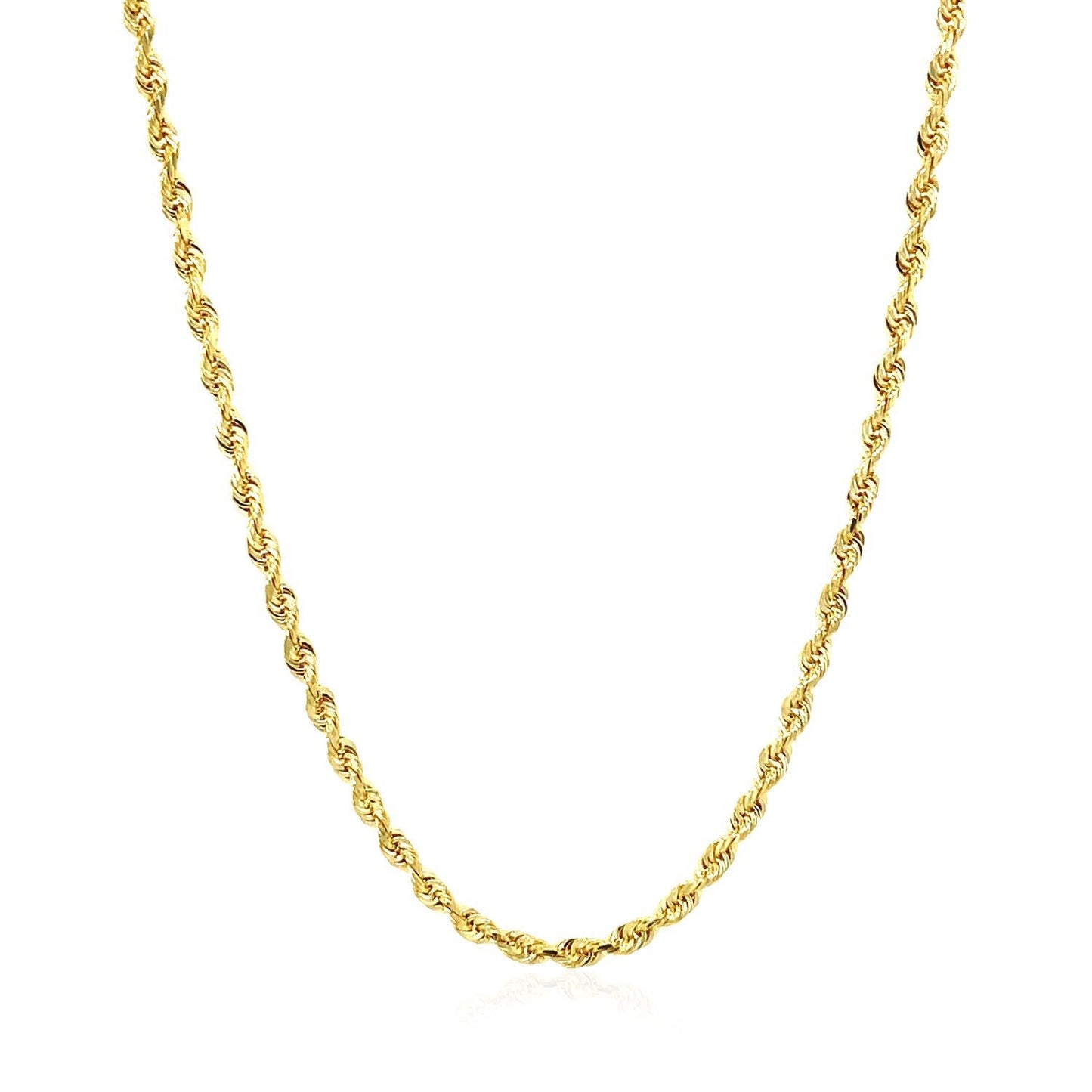 Collier en chaîne en or jaune 14 carats de 2,5 mm avec taille de diamant
