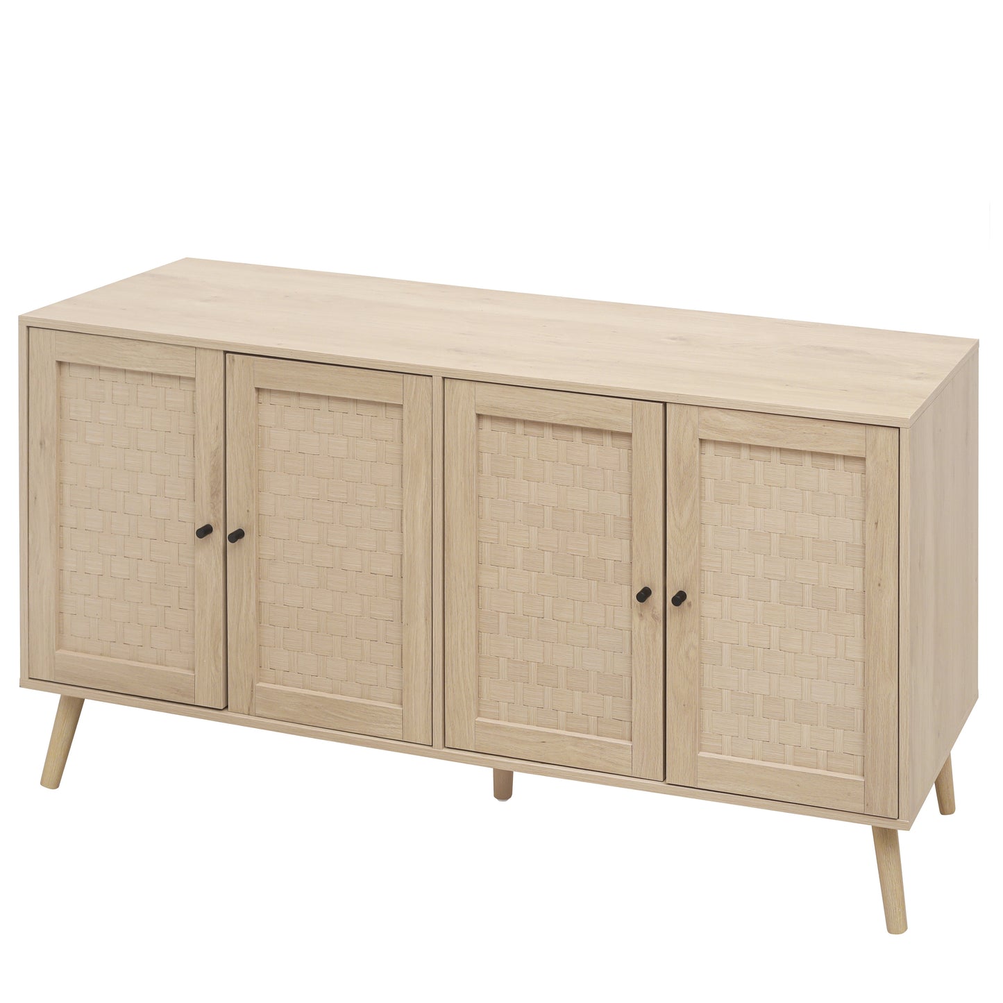 4 Door Accent Cabinet Sideboard Buffet Storage Cabinet with Adjustable Shelf for Entryway Living Room Bedroom - Korvel