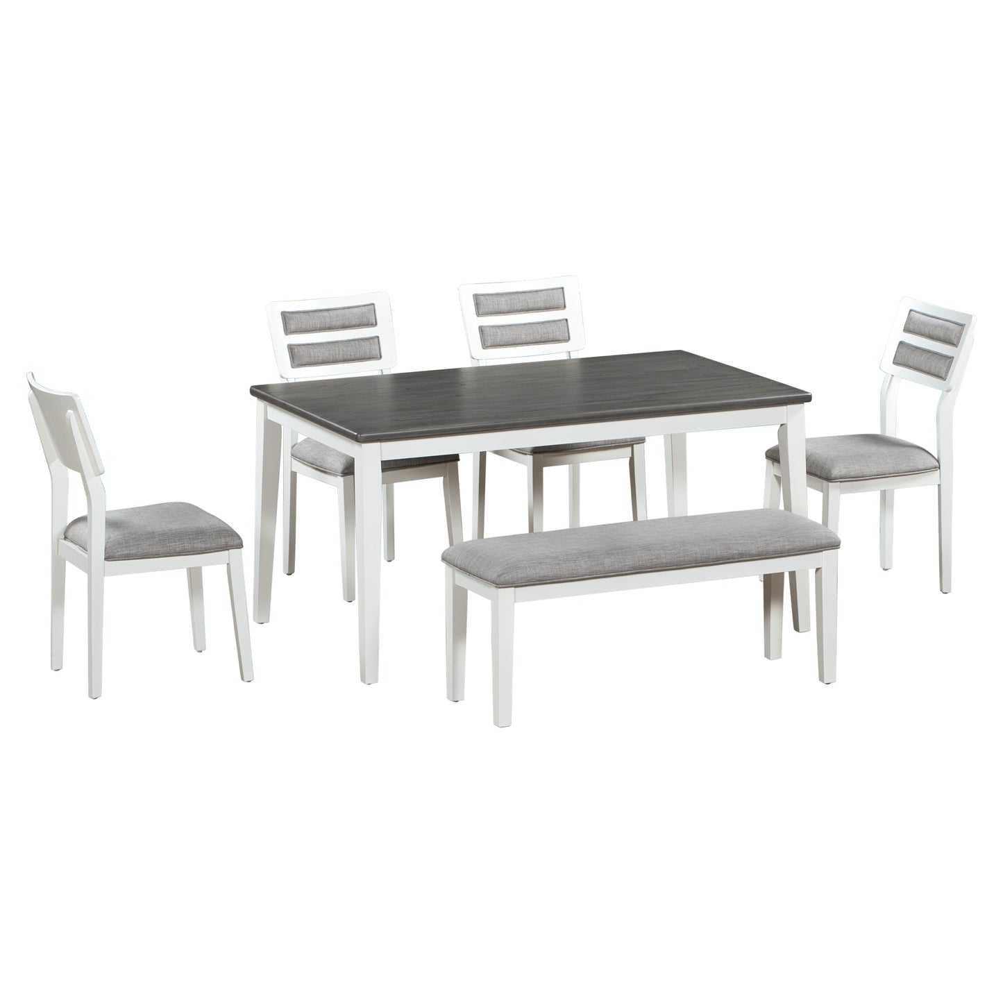 Ensemble de salle à manger TREXM Classic 6 pièces - Blanc et gris