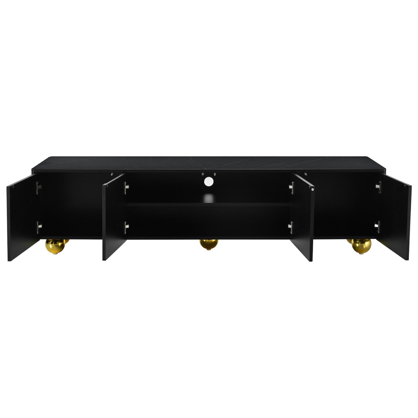 U-Can modern TV stand is suitable for TVs under 75 inches and comes with a storage cabinet top marble pattern and circular stand - Korvel