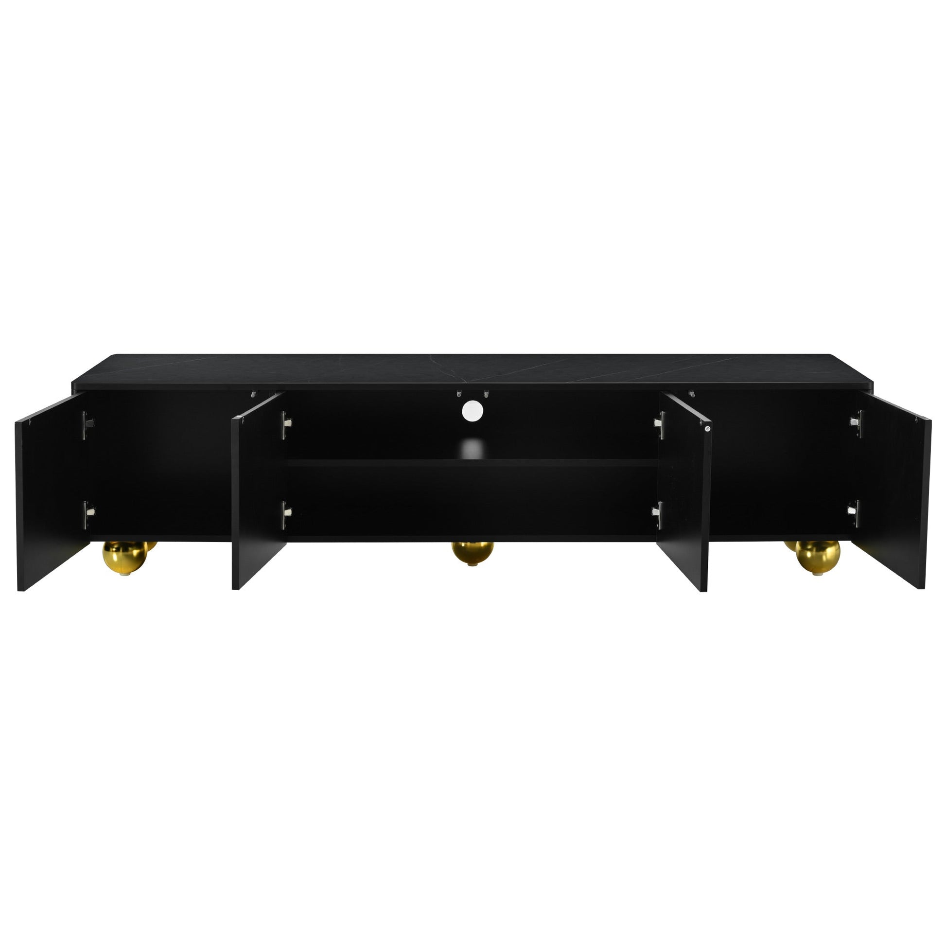 U-Can modern TV stand is suitable for TVs under 75 inches and comes with a storage cabinet top marble pattern and circular stand - Korvel