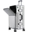 Premium Front-Opening Checked Suitcase with Aluminum Frame