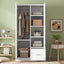 Wooden Wardrobe with Double Doors, Armoire with Hanging Rod, 5 Fixed Shelves, One Storage Drawer,White - Korvel