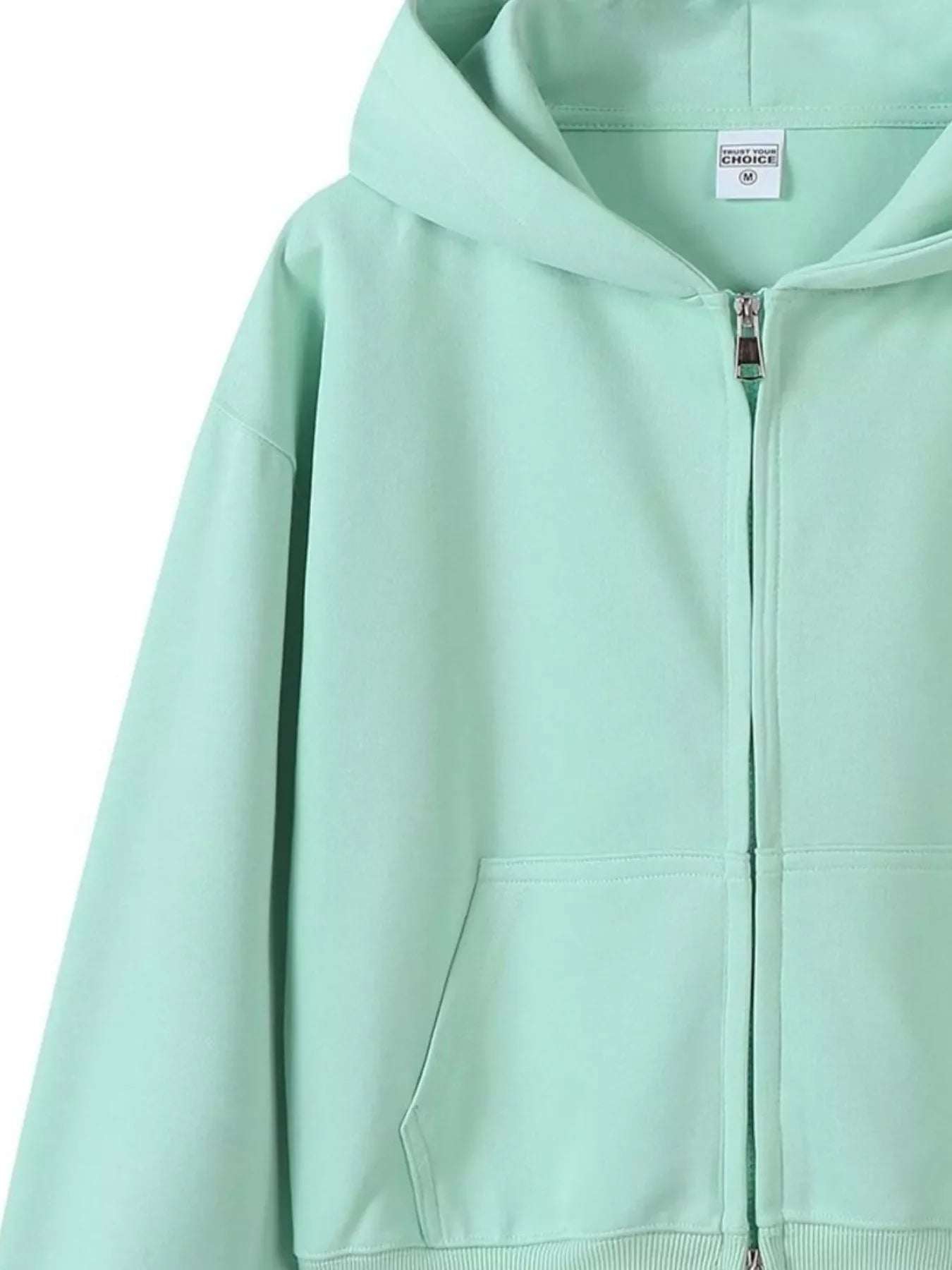Plus Size Casual Zip-Up Long Sleeve Hoodie