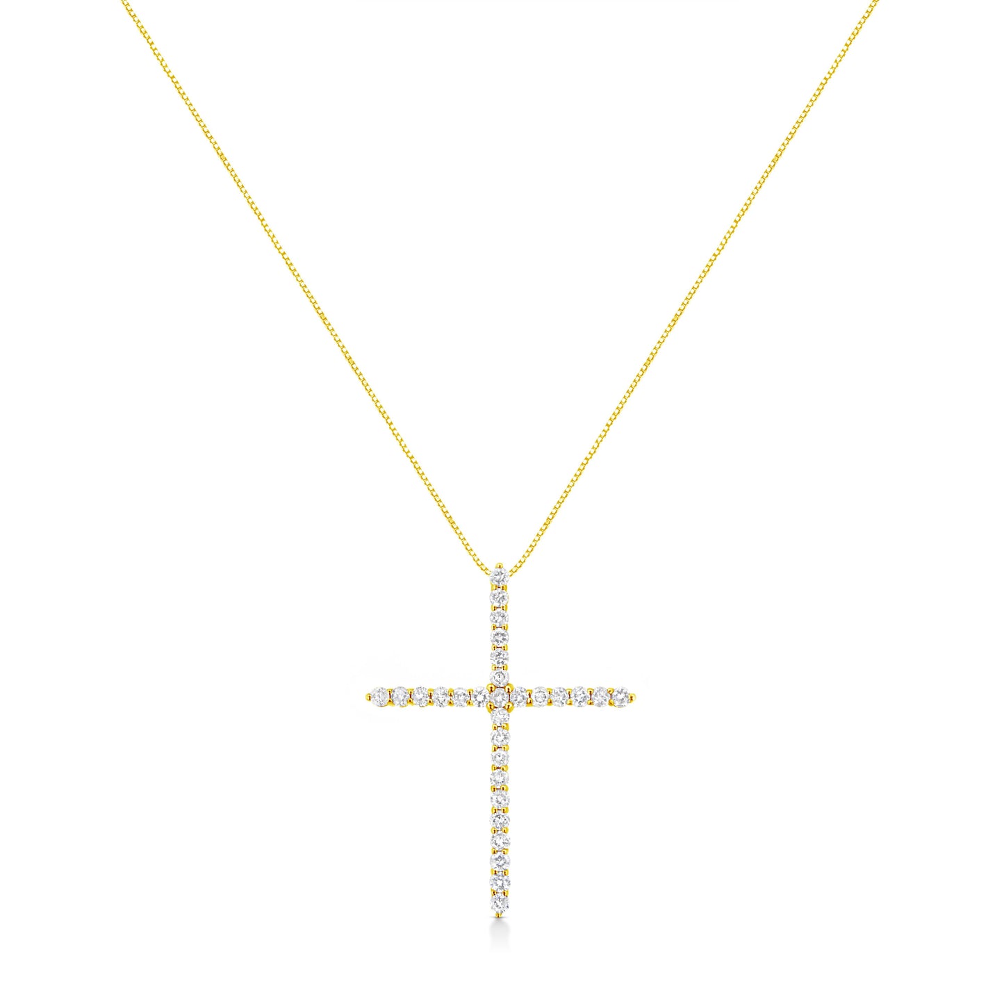 10K Yellow Gold Plated Sterling Silver Diamond Cross Pendant Necklace