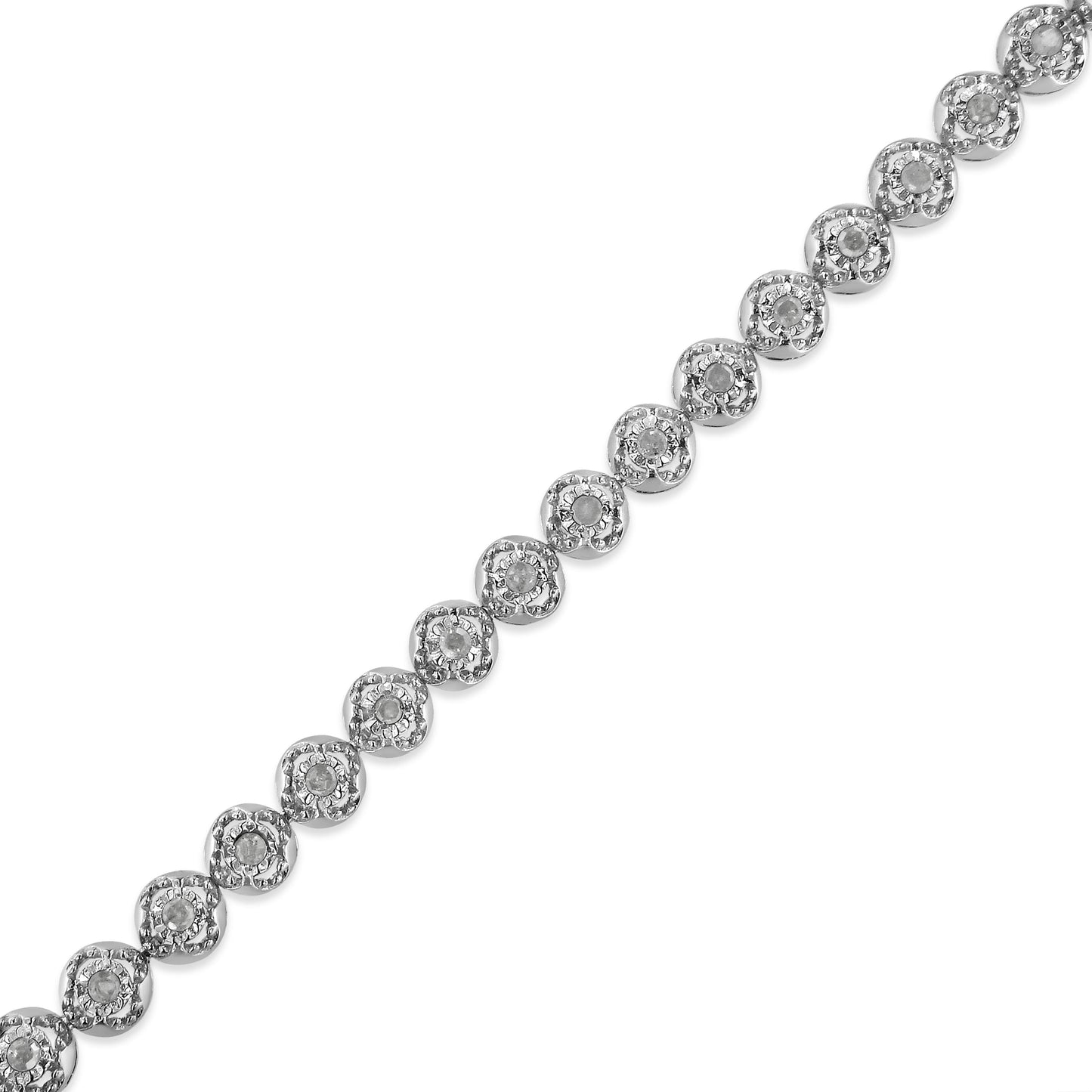 Pulsera de Tenis Cuatrohojas de Diamante de Plata Esterlina .925