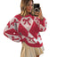 Womens Trendy Pullover Sweater with Bow-knot Print