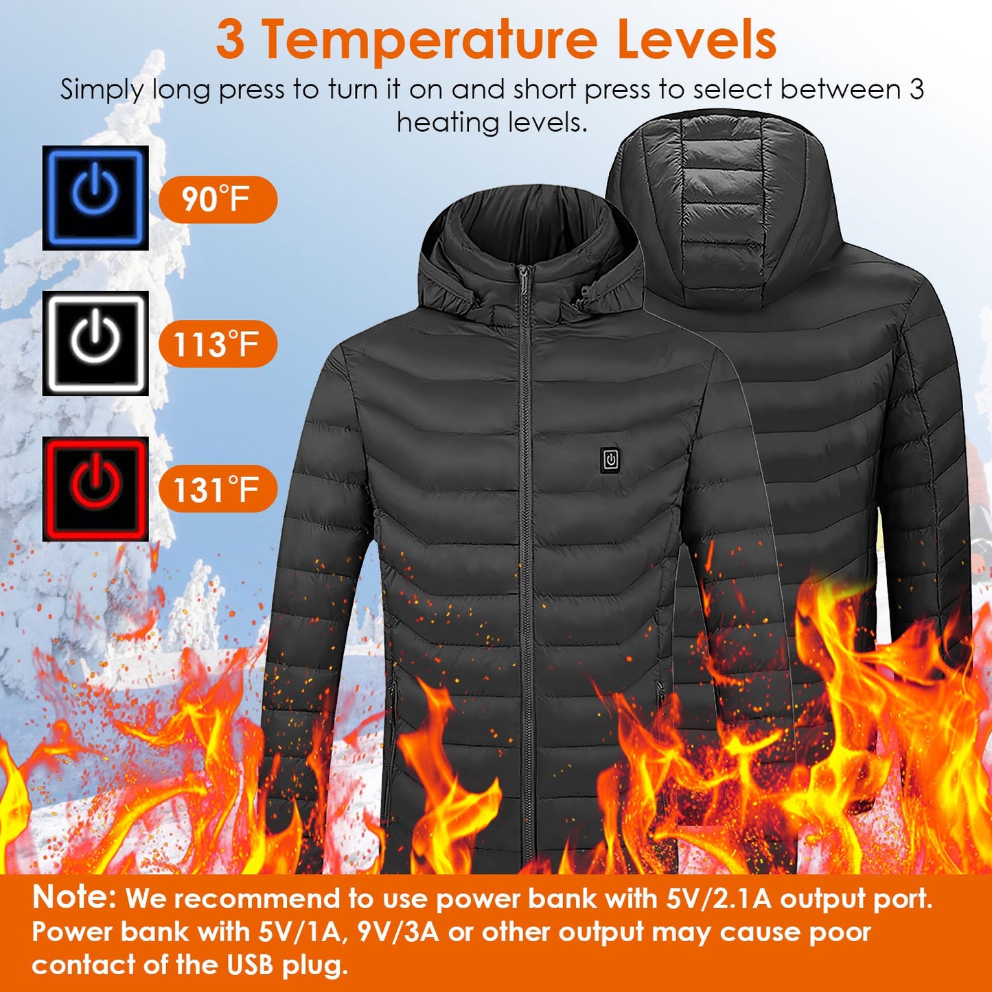 Chaqueta Térmica Gbruno - Abrigo Ligero de Invierno con 3 Niveles de Calor