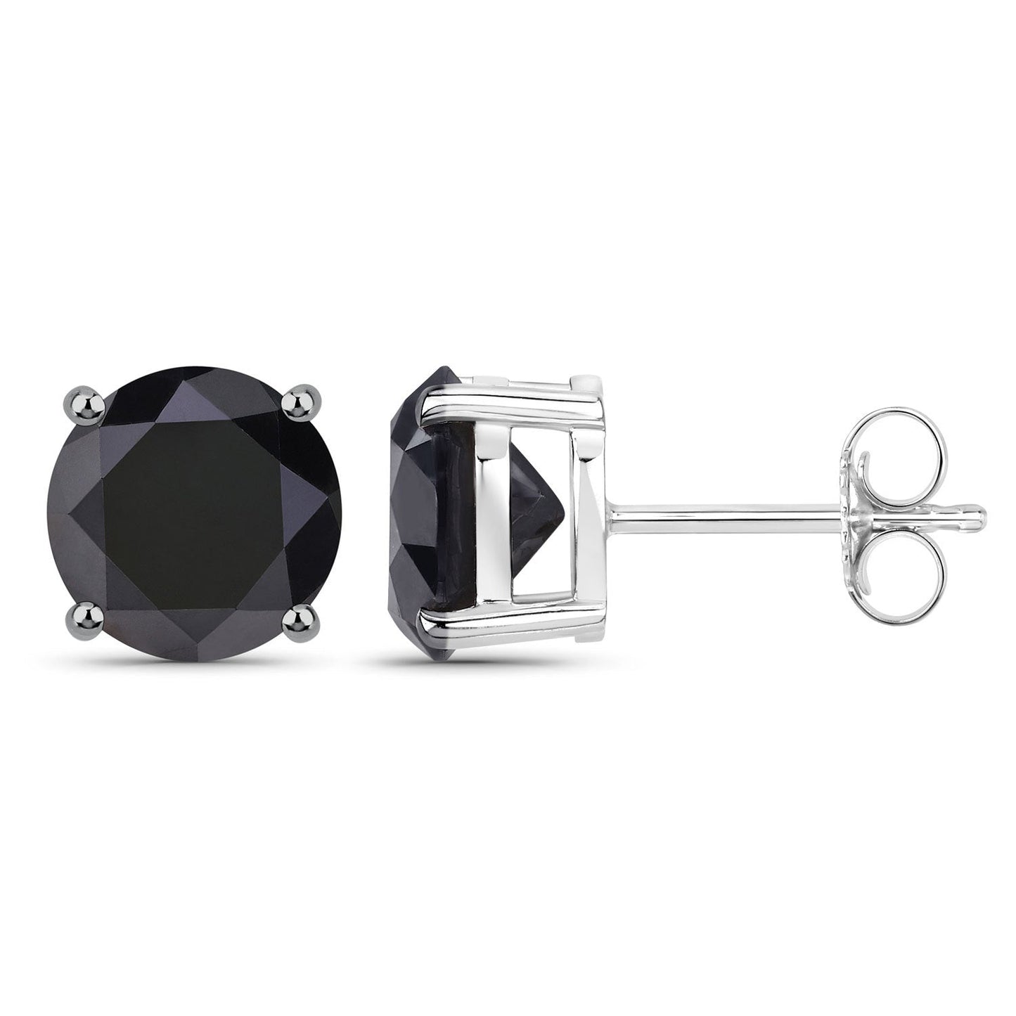 Boucles d'oreilles en diamant noir véritable de 5,41 carats en or blanc 14K