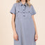 Button Detail Collared Neck Short Sleeve Shirt Dress
