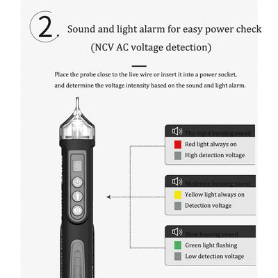 Multi functional intelligent induction test pen ZTY1302A digital display non-contact NCV electrical test pen - Korvel