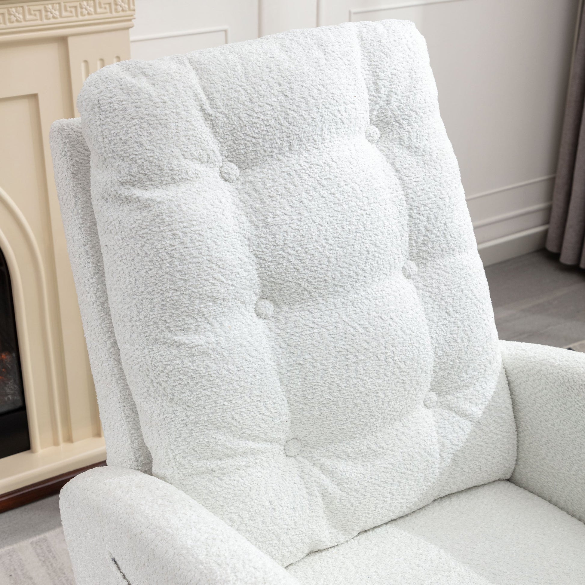 Accent Rocking Chair with Footrest High Back Rubber Wood Rocking Legs Bedroom Living Space 26.77D X 38.36W X 39.76H Inch - Korvel