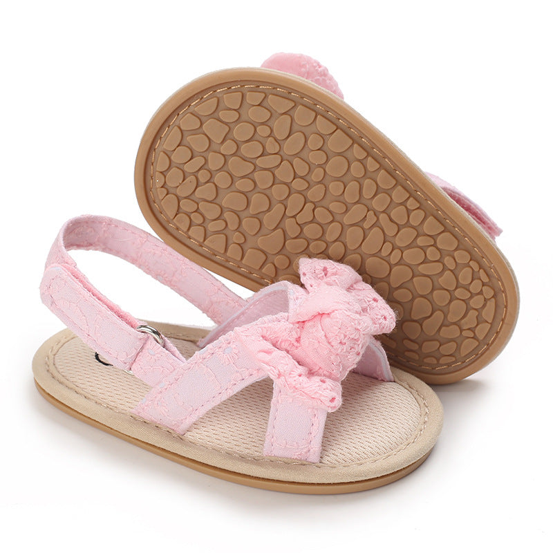 Baby Shoes Summer New 0-1 Year Old Rubber Sole Bow Sandals Toddler Shoes Baby Shoes - Korvel